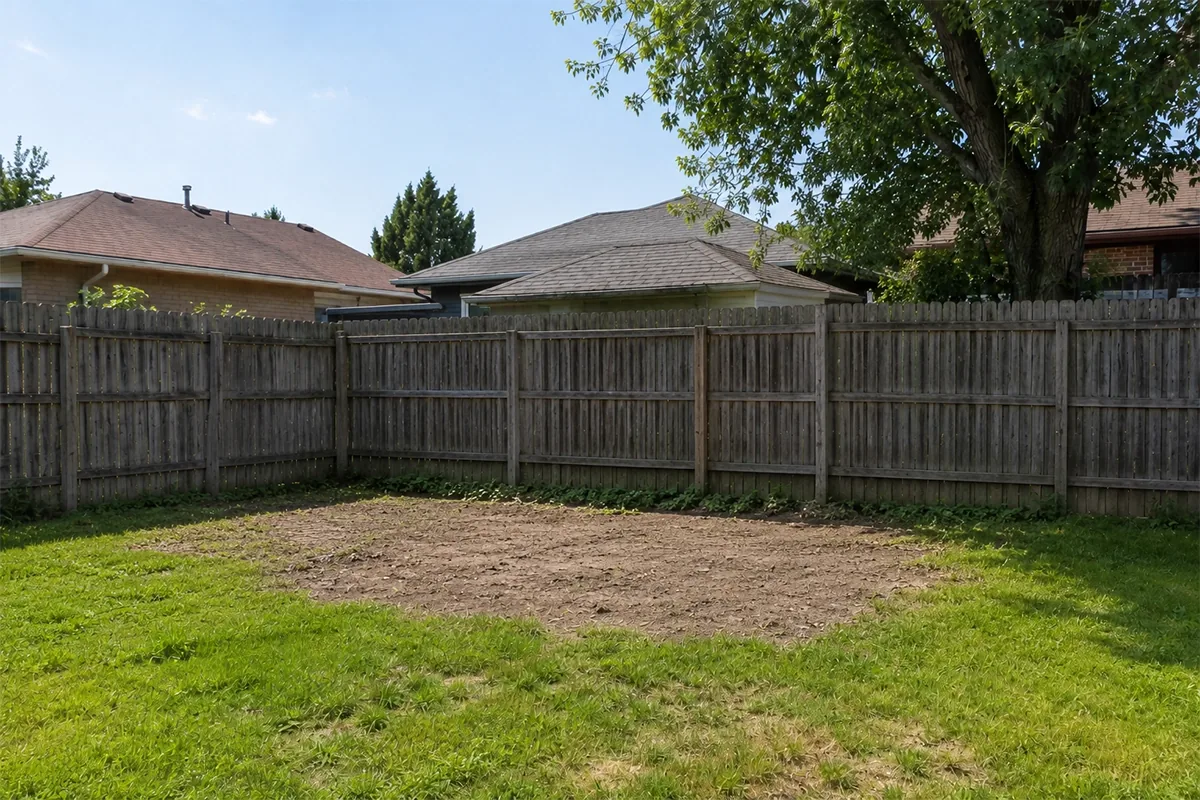 Cleared and levelled yard after shed teardown and haul-off in Smyrna, GA