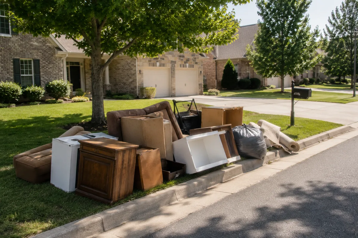 Peachy Clean crew loading curbside junk for haul-away in West Metro Atlanta
