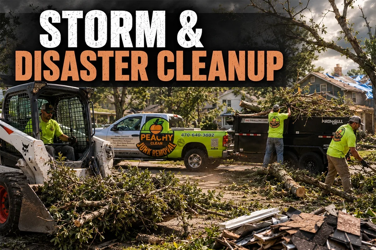 Peachy Clean crew loading storm debris in West Metro Atlanta
